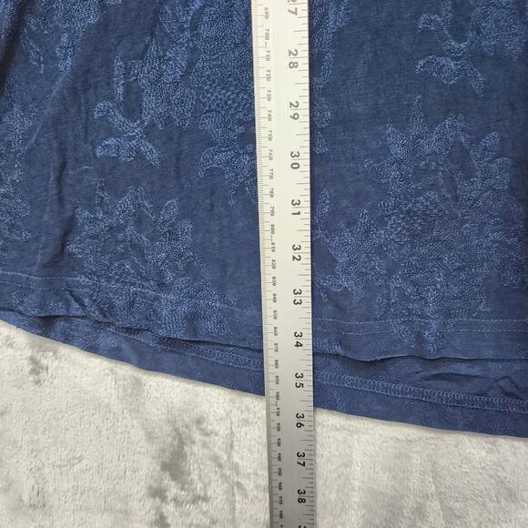 Vintage Maurices Dress Women L Blue Floral Short Sleeve Faux Button Front Skater - Picture 8 of 9